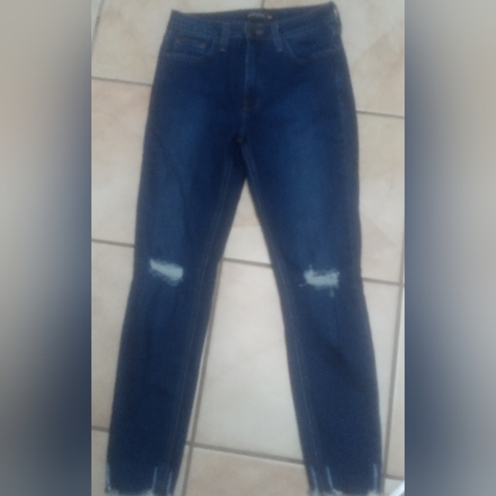 Just Black Dark Blue Indigo Distressed Skinny Jeans Like New !